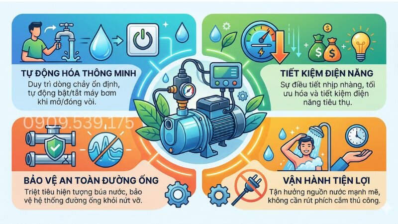 Khi sử dụng cảm biến máy bơm nước có những ưu điểm nổi bật nào