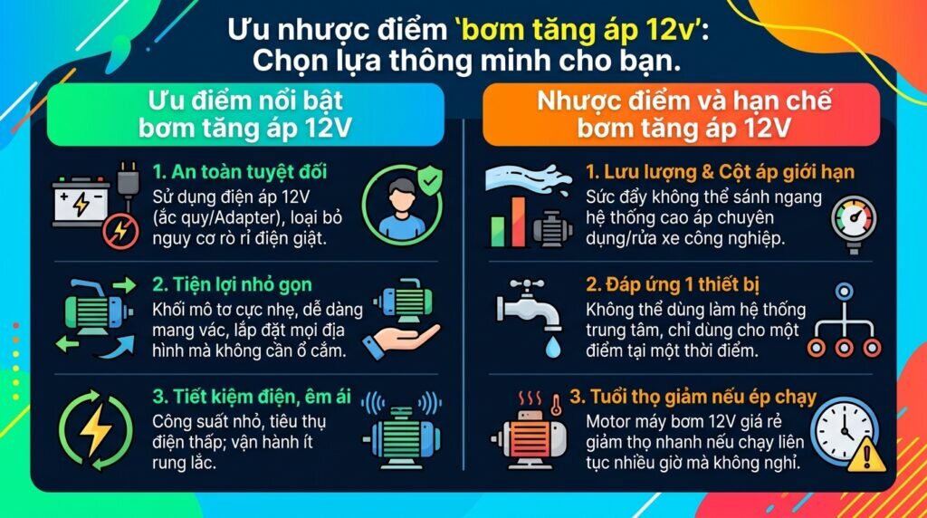 Ưu nhược điểm `bơm tăng áp 12v`: Chọn lựa thông minh cho bạn.