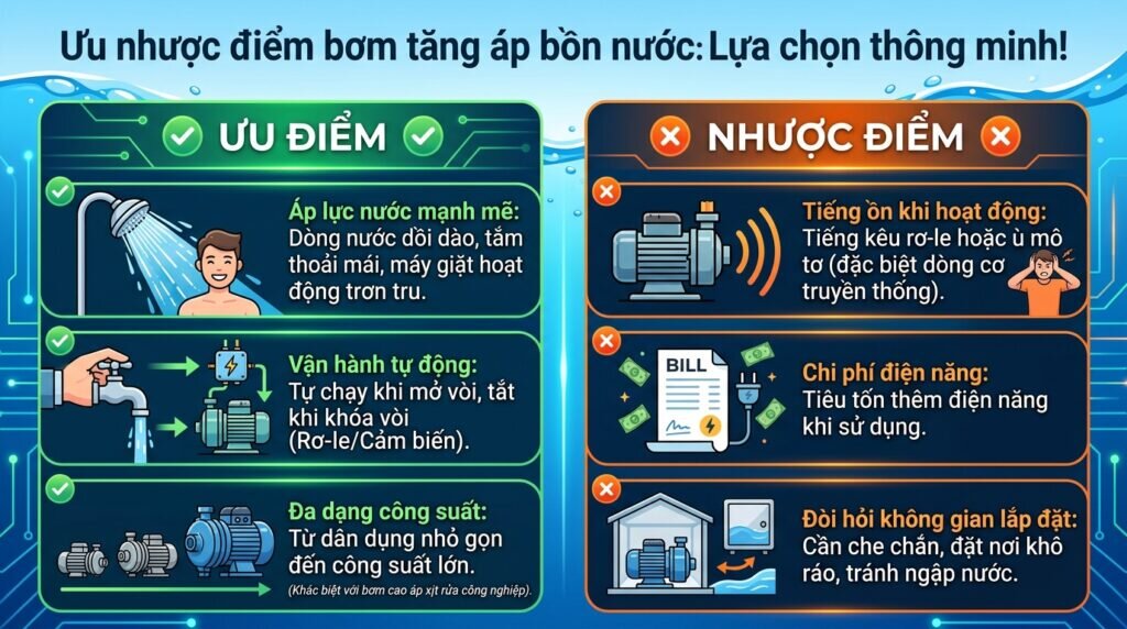 Ưu nhược điểm bơm tăng áp bồn nước: Lựa chọn thông minh!