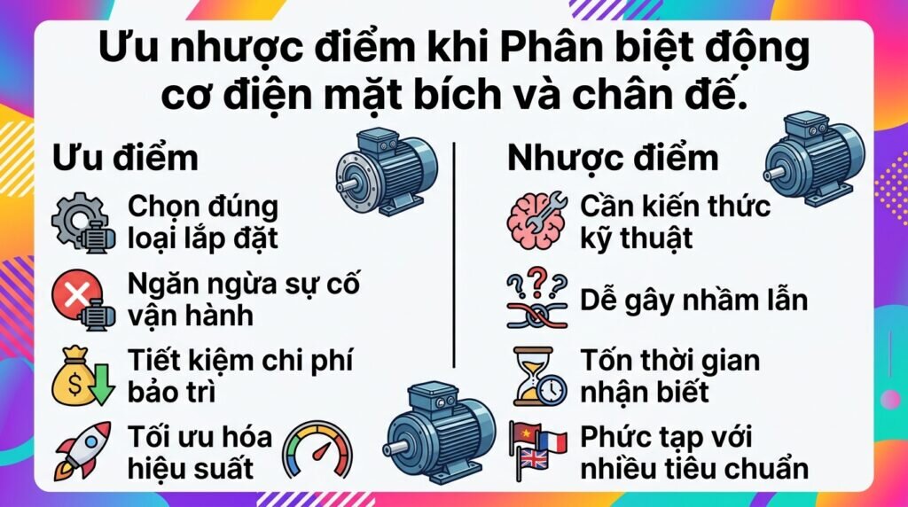 Ưu nhược điểm khi Phân biệt động cơ điện mặt bích và chân đế.