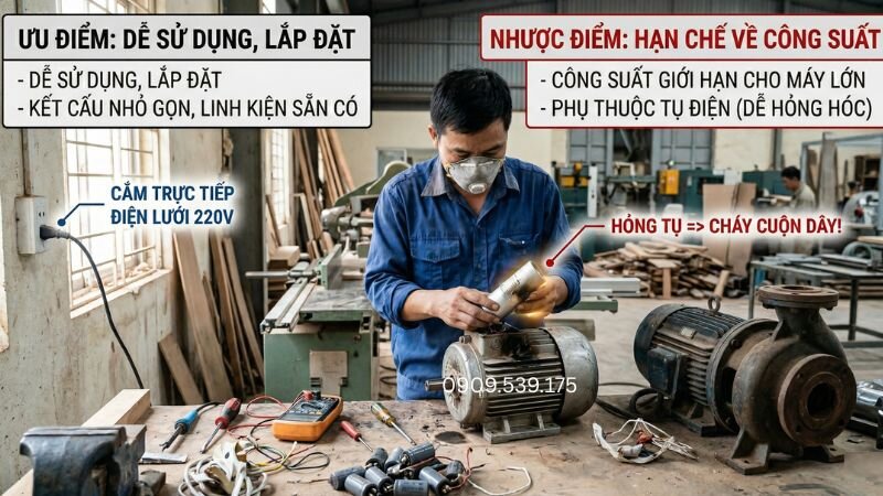 Ưu điểm và nhược điểm của các loại động cơ 1 pha