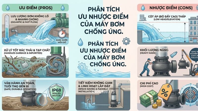 Ưu nhược của máy bơm nước chống úng