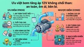 Ưu việt bơm tăng áp 12V không chổi than: an toàn, êm ái, bền bỉ.