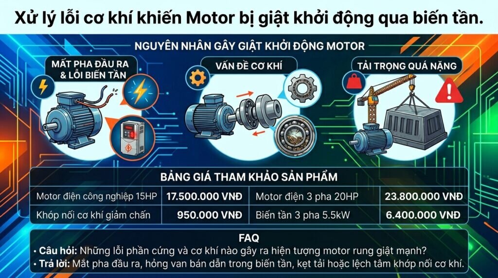 Xử lý lỗi cơ khí khiến Motor bị giật khởi động qua biến tần.
