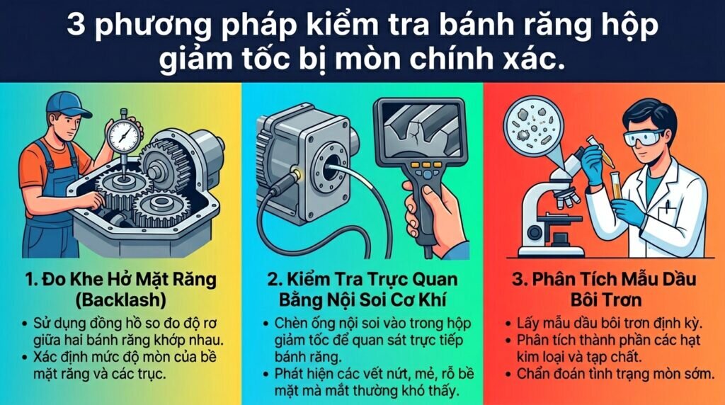 3 phương pháp kiểm tra bánh răng hộp giảm tốc bị mòn chính xác.