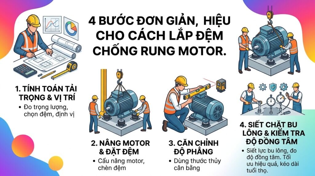 4 bước đơn giản, hiệu quả cho cách lắp đệm chống rung motor.