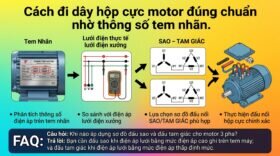 Cách đi dây hộp cực motor đúng chuẩn nhờ thông số tem nhãn.