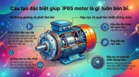 Cấu tạo đặc biệt giúp `IP65 motor là gì` luôn bền bỉ.