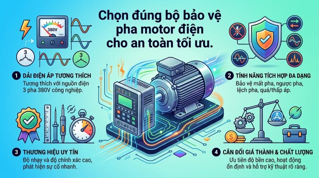 Chọn đúng bộ bảo vệ pha motor điện cho an toàn tối ưu.