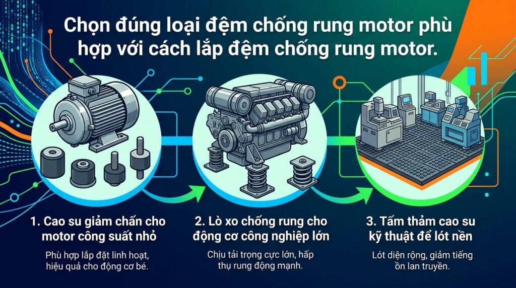 Chọn đúng loại đệm chống rung motor phù hợp với cách lắp đệm chống rung motor.