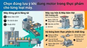 Chọn đúng lưu ý khi dùng motor trong thực phẩm cho từng loại máy.