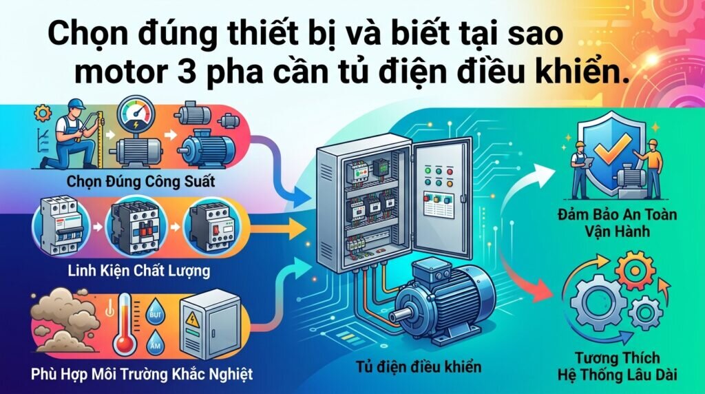 Chọn đúng thiết bị và biết tại sao motor 3 pha cần tủ điện điều khiển.