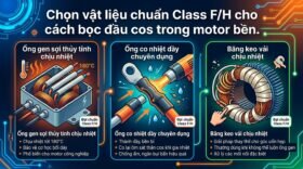 Chọn vật liệu chuẩn Class F/H cho cách bọc đầu cos trong motor bền.