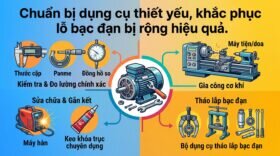 Chuẩn bị dụng cụ thiết yếu, khắc phục lỗ bạc đạn bị rộng hiệu quả.