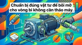 Chuẩn bị đúng vật tư để bôi mỡ cho vòng bi không cần tháo máy.