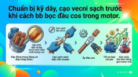 Chuẩn bị kỹ dây, cạo vecni sạch trước khi cách bọc đầu cos trong motor.