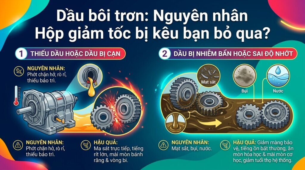 Dầu bôi trơn: Nguyên nhân Hộp giảm tốc bị kêu bạn bỏ qua?