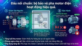 Đấu nối chuẩn: bộ bảo vệ pha motor điện hoạt động hiệu quả.