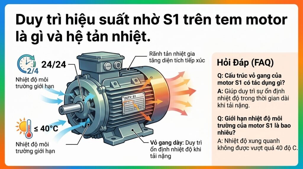 Duy trì hiệu suất nhờ S1 trên tem motor là gì và hệ tản nhiệt.