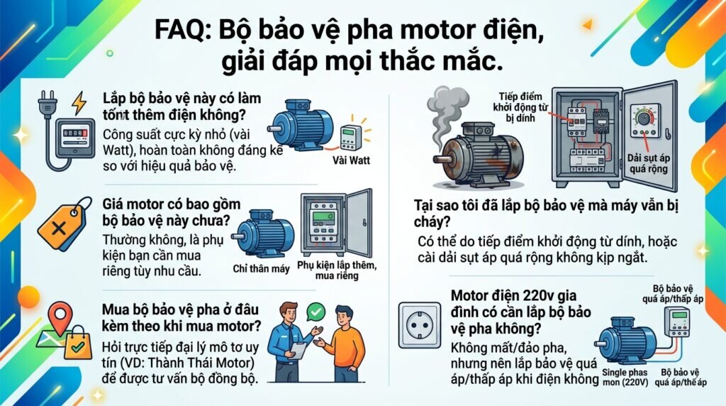 FAQ: Bộ bảo vệ pha motor điện, giải đáp mọi thắc mắc.