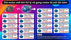 Giá motor mới khi Xử lý vỏ gang motor bị nứt tốn kém