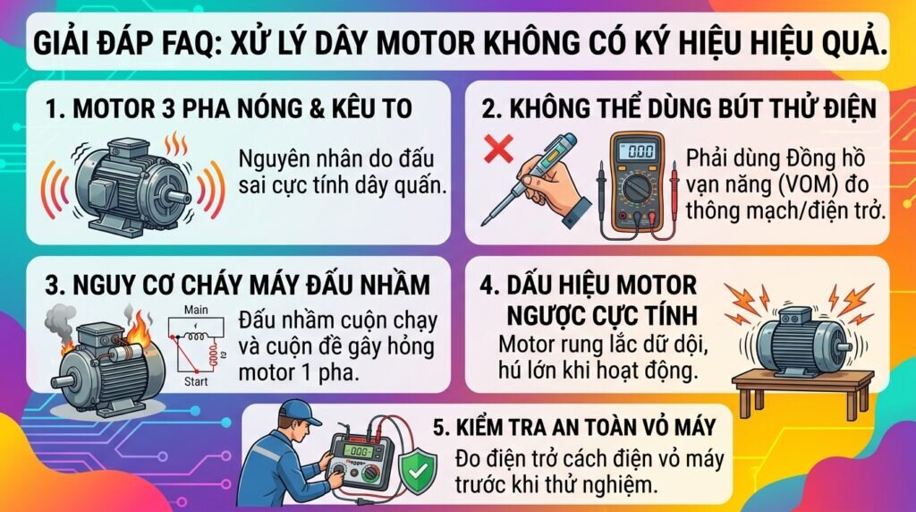 Giải đáp FAQ: Xử lý dây motor không có ký hiệu hiệu quả.