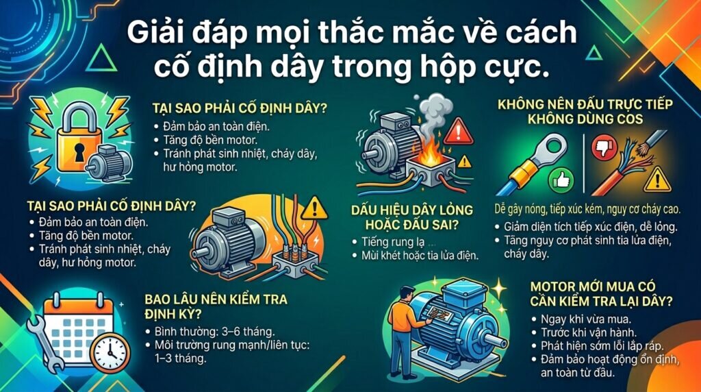 Giải đáp mọi thắc mắc về cách cố định dây trong hộp cực.