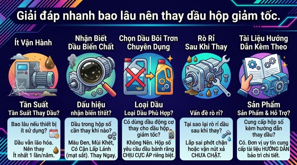 Giải đáp nhanh bao lâu nên thay dầu hộp giảm tốc.