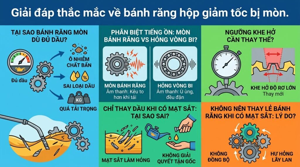 Giải đáp thắc mắc về bánh răng hộp giảm tốc bị mòn.