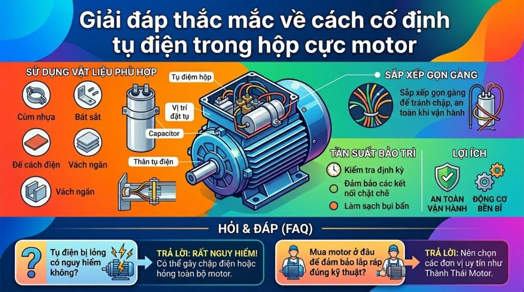 Giải đáp thắc mắc về cách cố định tụ điện trong hộp cực motor