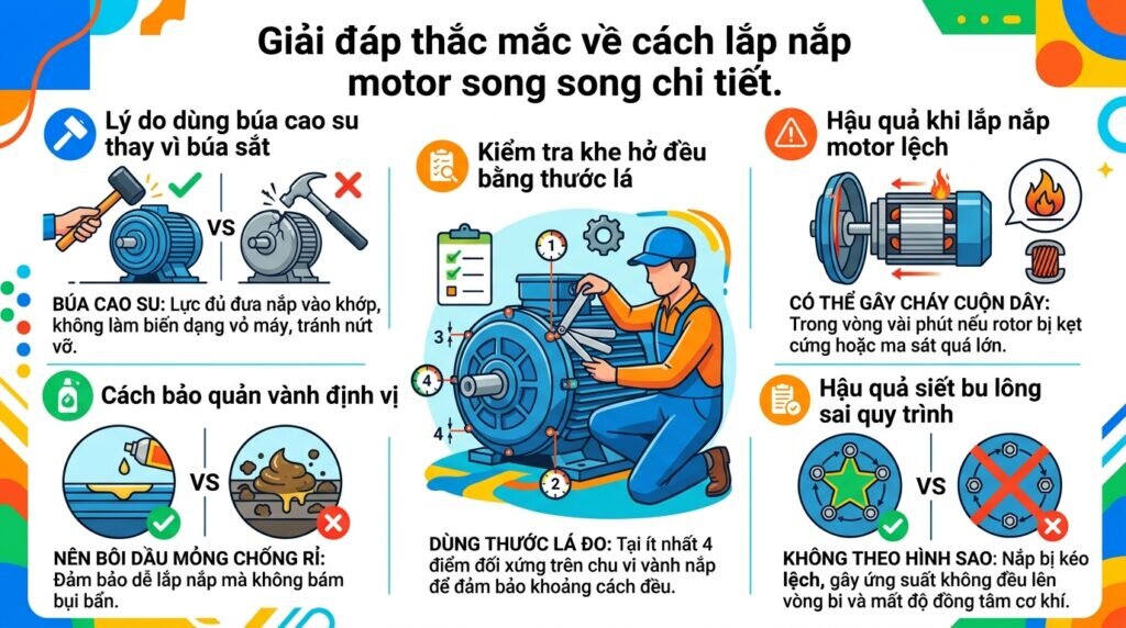 Giải đáp thắc mắc về cách lắp nắp motor song song chi tiết.