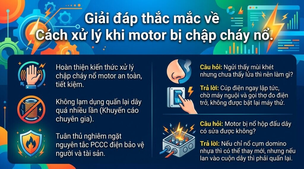 Giải đáp thắc mắc về Cách xử lý khi motor bị chập cháy nổ.