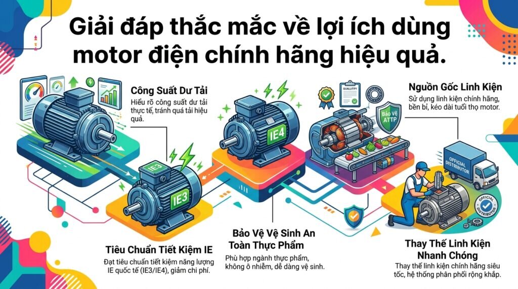 Giải đáp thắc mắc về lợi ích dùng motor điện chính hãng hiệu quả.