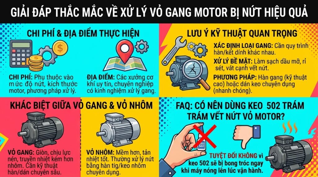 Giải đáp thắc mắc về Xử lý vỏ gang motor bị nứt hiệu quả