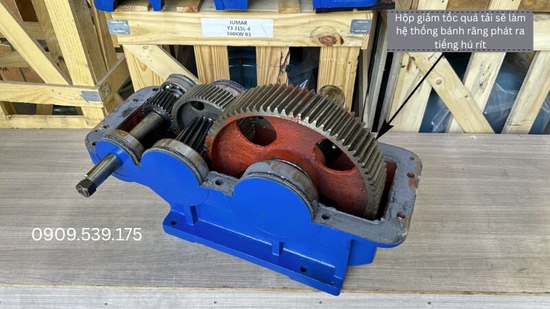 Hộp giảm tốc bị quá tải khiến bánh răng phát ra tiếng hú rít