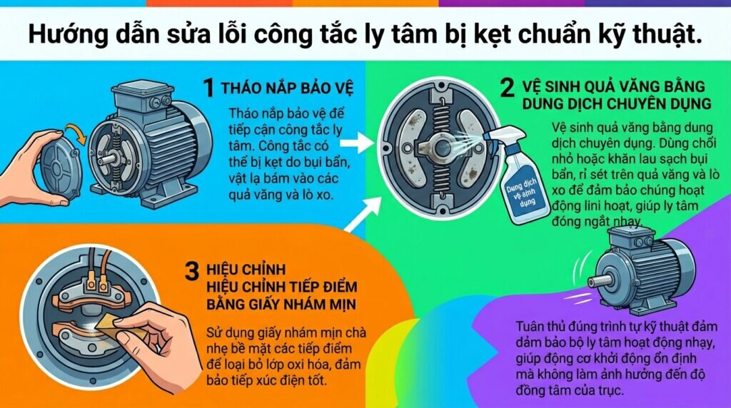Hướng dẫn sửa lỗi công tắc ly tâm bị kẹt chuẩn kỹ thuật.