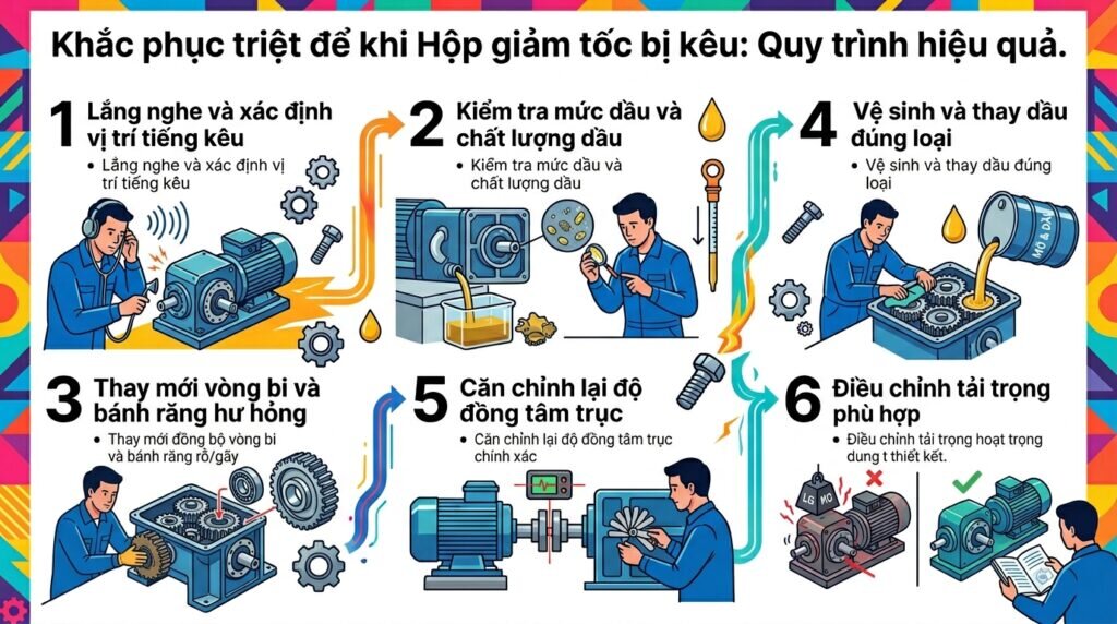 Khắc phục triệt để khi Hộp giảm tốc bị kêu: Quy trình hiệu quả.