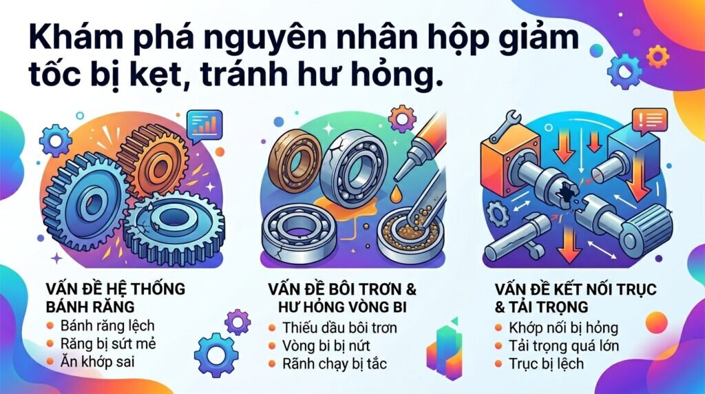 Khám phá nguyên nhân hộp giảm tốc bị kẹt, tránh hư hỏng.