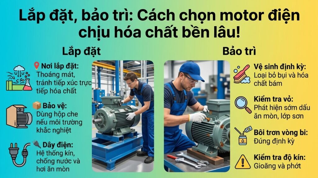 Lắp đặt, bảo trì: Cách chọn motor điện chịu hóa chất bền lâu!
