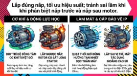 Lắp đúng nắp, tối ưu hiệu suất; tránh sai lầm khi phân biệt nắp trước và nắp sau motor.