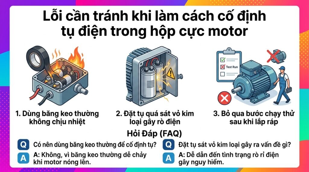 Lỗi cần tránh khi làm cách cố định tụ điện trong hộp cực motor