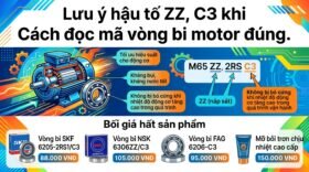 Lưu ý hậu tố ZZ, C3 khi Cách đọc mã vòng bi motor đúng.