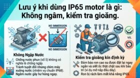 Lưu ý khi dùng `IP65 motor là gì`: Không ngâm, kiểm tra gioăng.