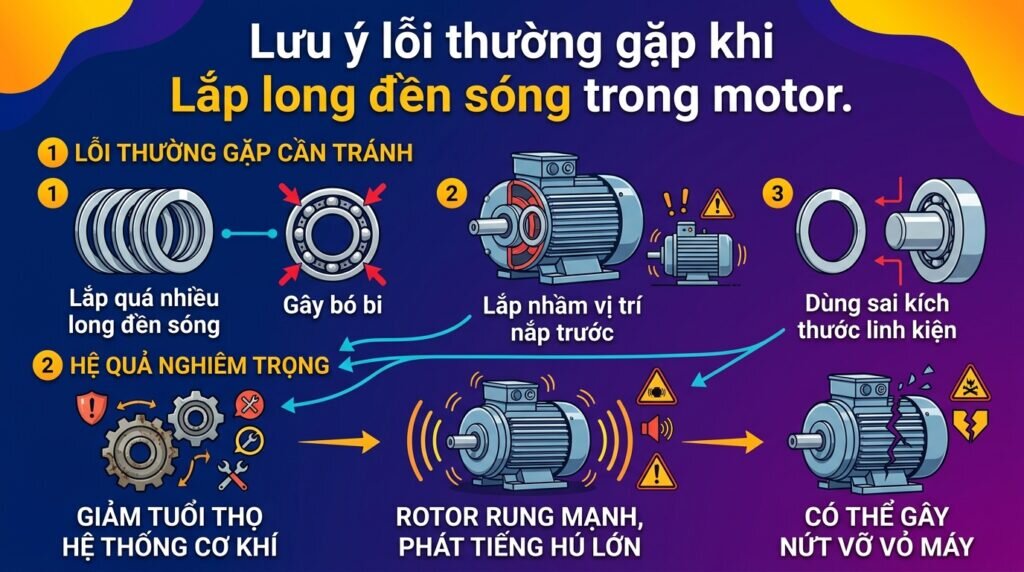 Lưu ý lỗi thường gặp khi Lắp long đền sóng trong motor.