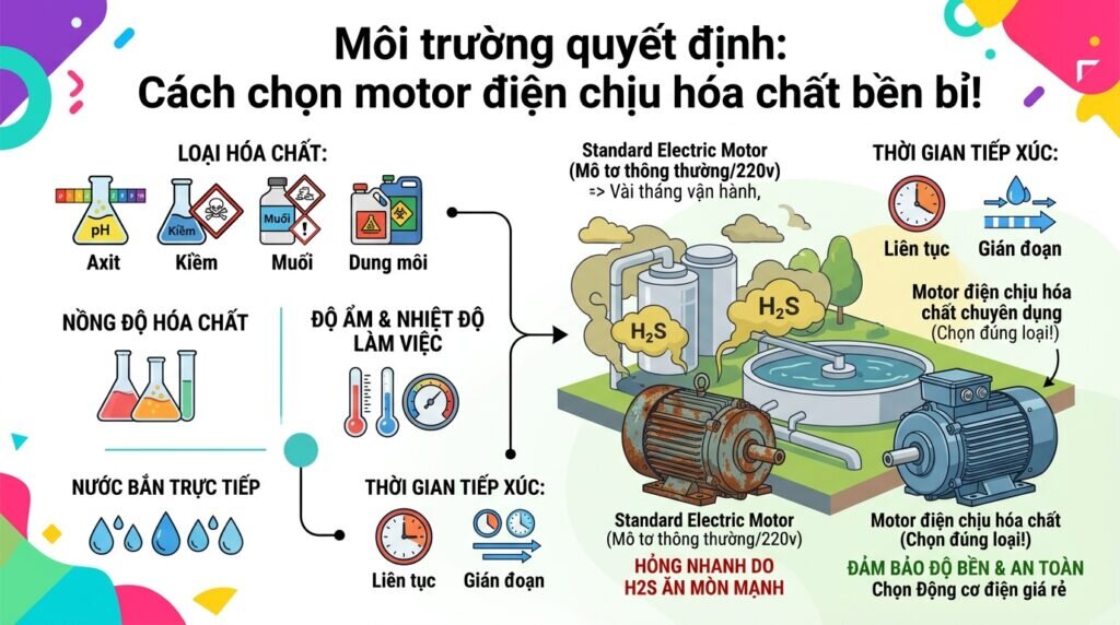 Môi trường quyết định: Cách chọn motor điện chịu hóa chất bền bỉ!