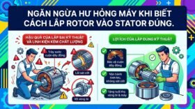 Ngăn ngừa hư hỏng máy khi biết cách lắp rotor vào stator đúng.