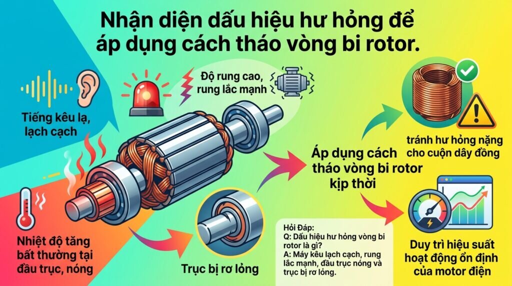 Nhận diện dấu hiệu hư hỏng để áp dụng cách tháo vòng bi rotor.