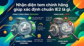 Nhận diện tem chính hãng giúp xác định chuẩn IE2 là gì.