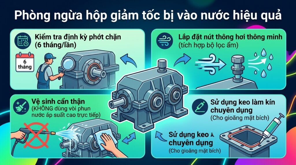 Phòng ngừa hộp giảm tốc bị vào nước hiệu quả