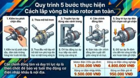 Quy trình 5 bước thực hiện Cách lắp vòng bi vào rotor an toàn.